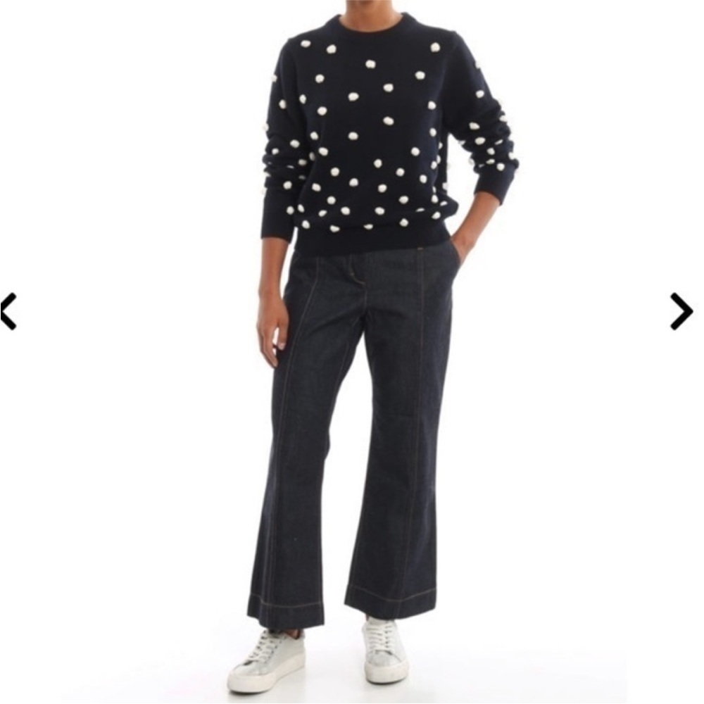 PomPom Navy & White Crewneck Knit Sweater - Picture 9 of 9